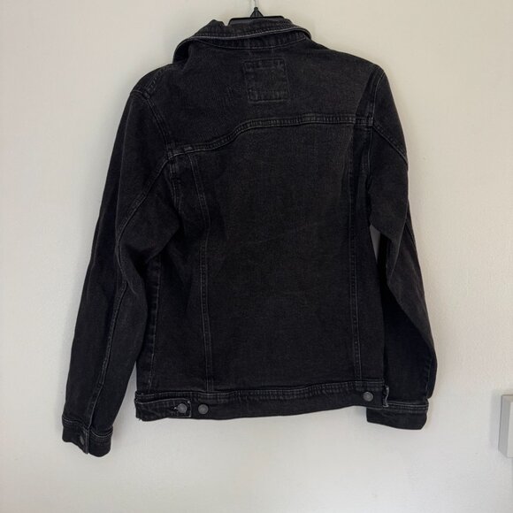 Zara Black Denim Jean Jacket Size Medium - Picture 2 of 5